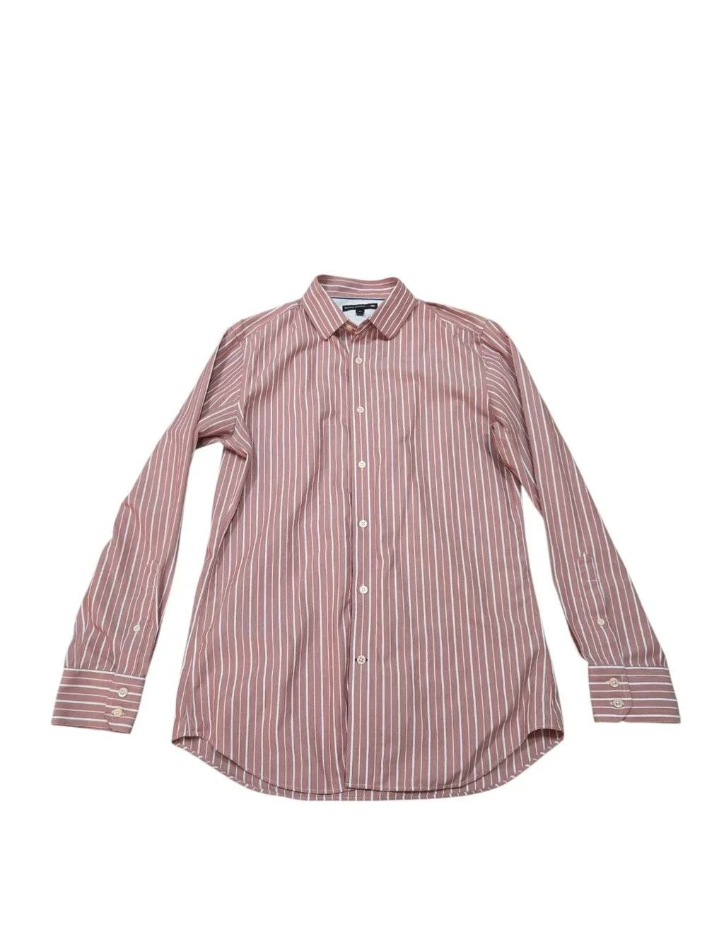 Banana Republic Mad Men Mens Shirt Medium Pink White Striped Dress Button Down